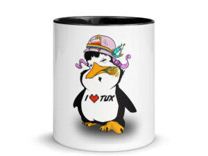 I Love Tux Tasse mit farbiger Innenseite