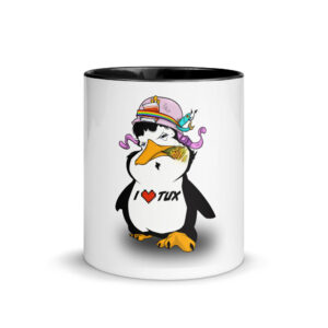 I Love Tux Tasse mit farbiger Innenseite