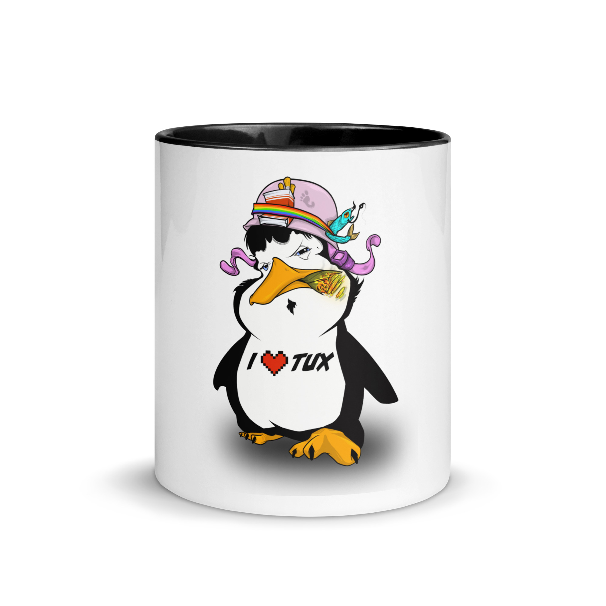 I Love Tux Tasse mit farbiger Innenseite
