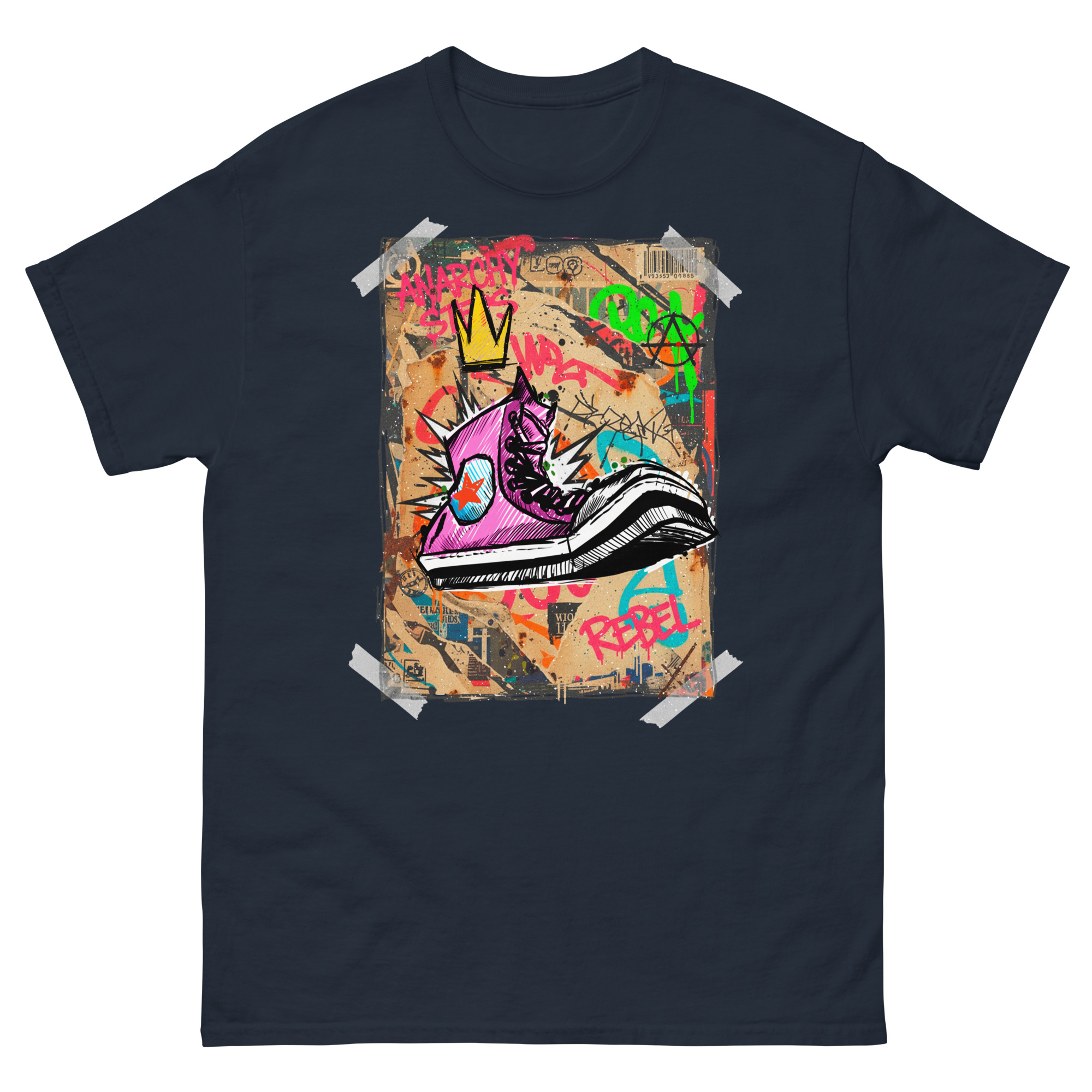 Unisex classic tee navy front 691b26a9df49e.jpg