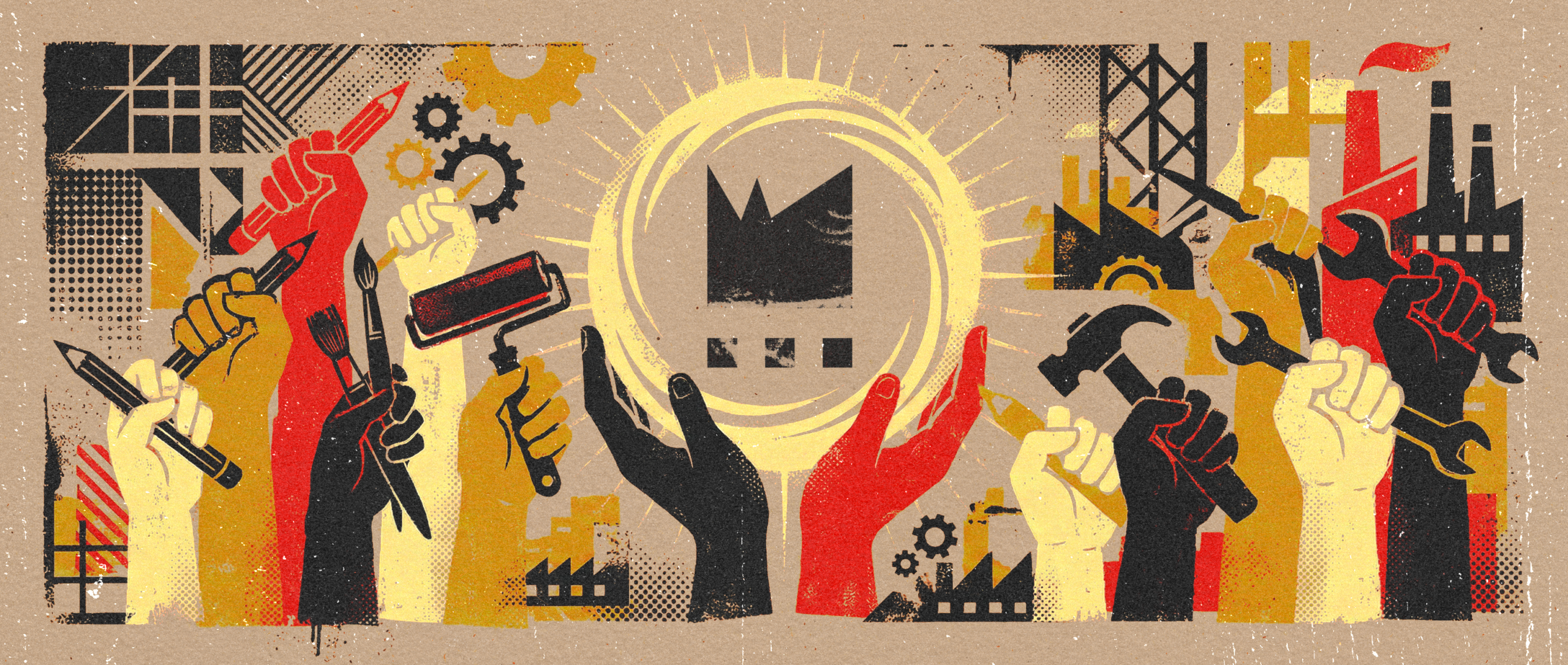 Künstler und arbeiter kollektiv holzstich